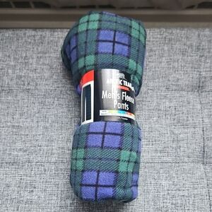 Men's Fleece Lounge Pants. Plaid Blue,Green